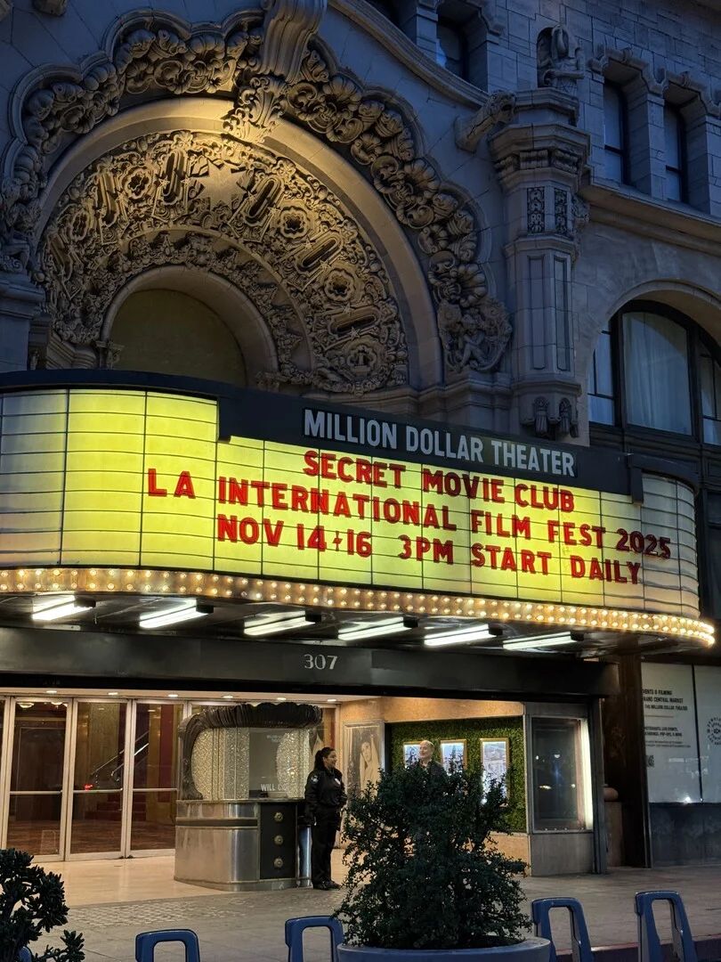 LAIFF 2025 marquee above the Million Dollar Theater entrance